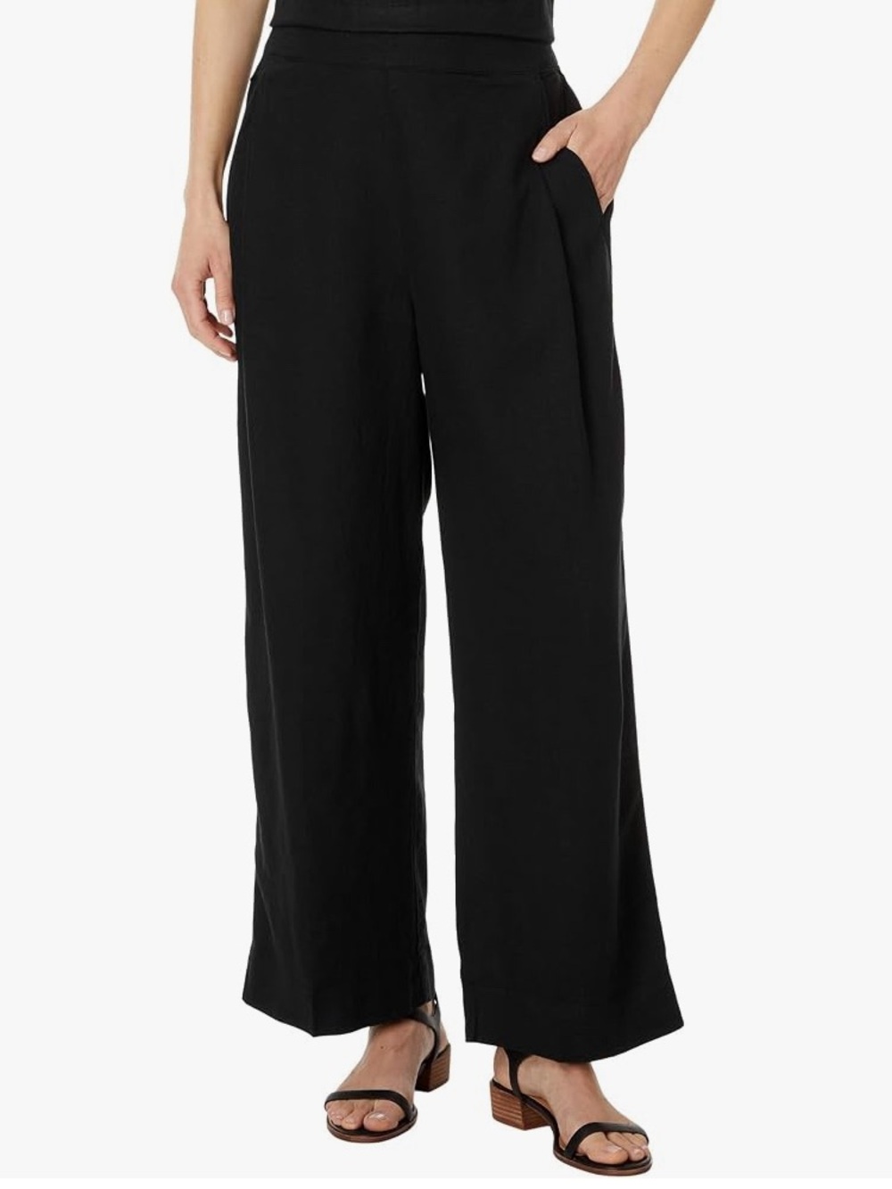 Madewell Black Wide-Leg Linen Pants